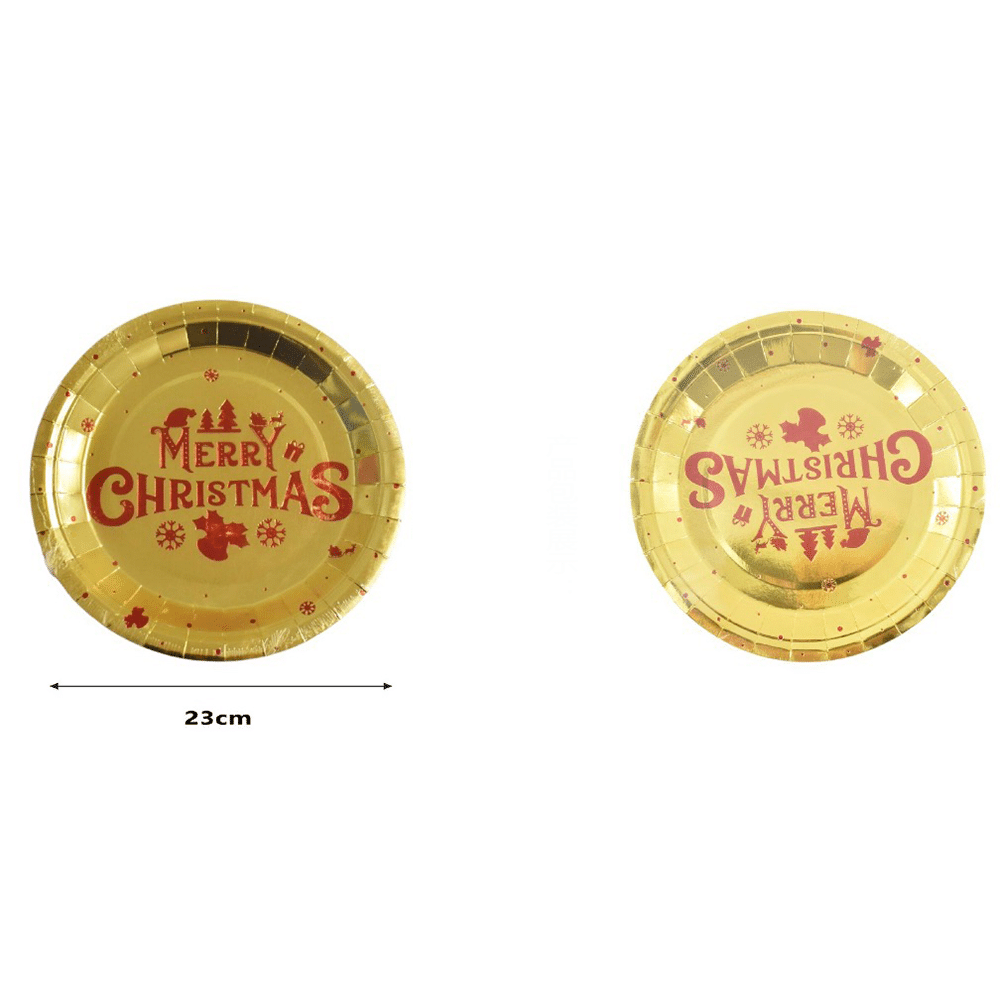 Χριστουγεννιατικα Πιατακια Party Χρυσα Merry Christmas 6Tmx 23Cm