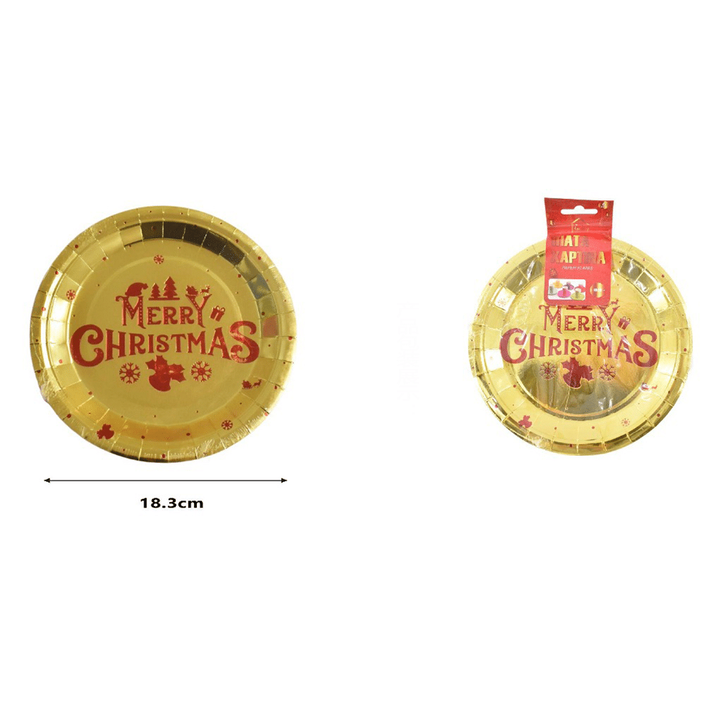 Χριστουγεννιατικα Πιατακια Party Χρυσα Merry Christmas 6Tmx 18.3Cm