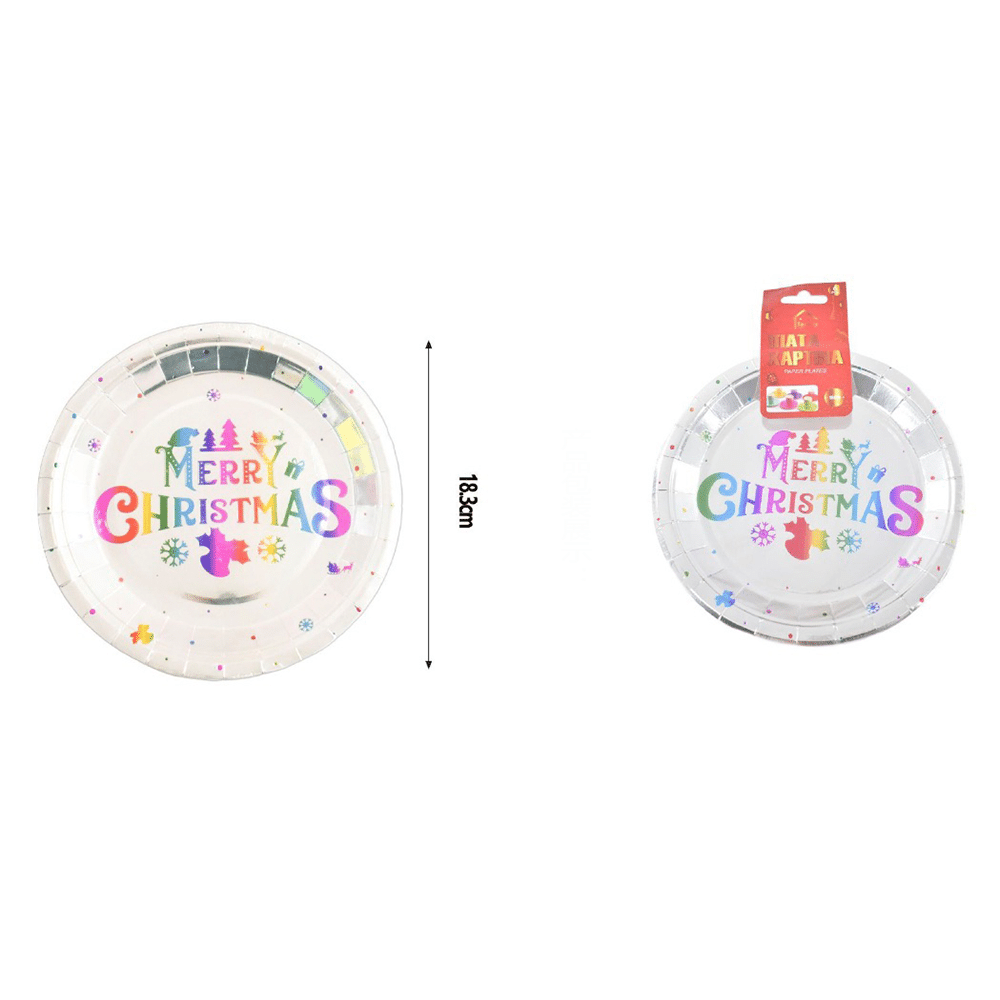 Χριστουγεννιατικα Πιατακια Party Ασημι Merry Christmas 6Tmx 18.3Cm