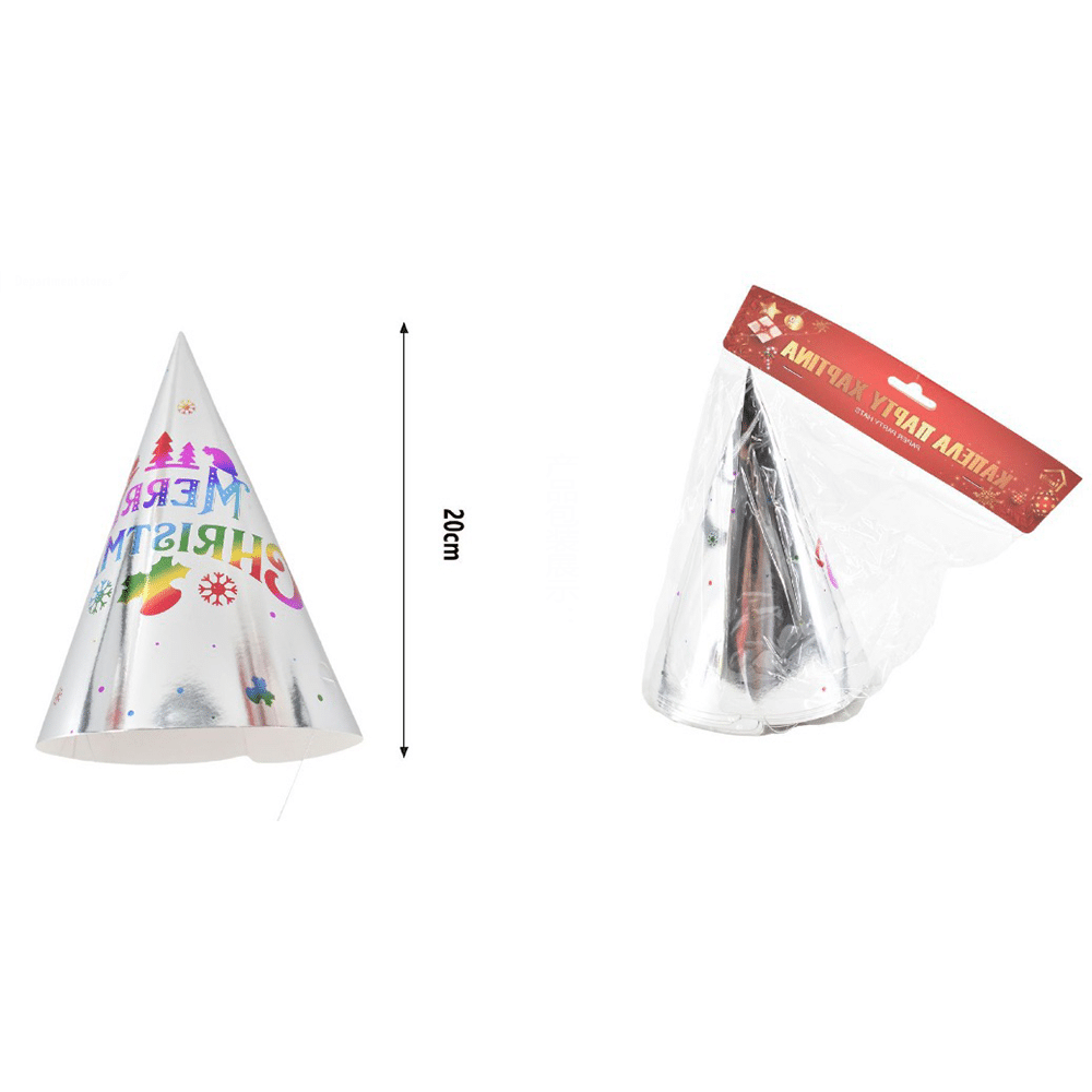 Χριστουγεννιατικα Καπελακια Party Ασημι Merry Christmas 6Tmx