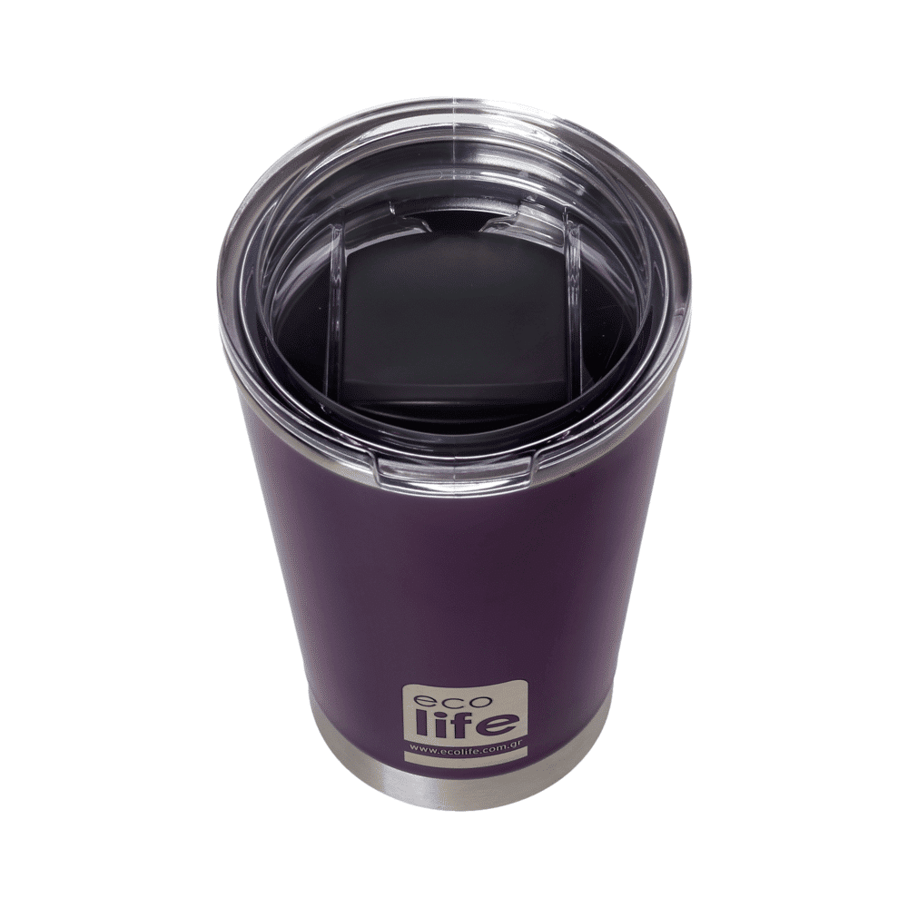 Ecolife Coffee Thermos Απο Ανοξειδωτο Ατσαλι Dark Purple 370Ml