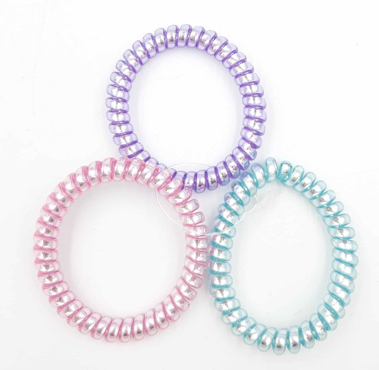 Λαστιχακια Μαλλιων Σπιραλ Χρωματιστα Ιριδοζον 3Τμχ