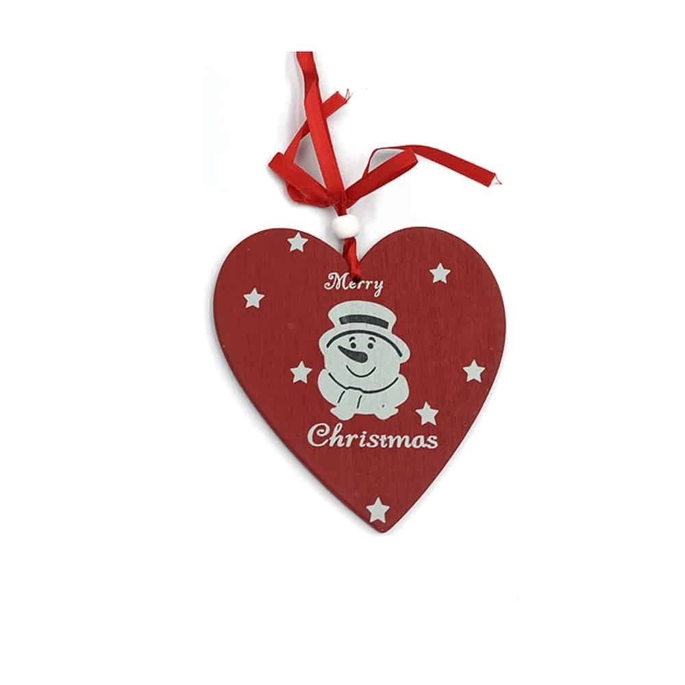 Ξυλινο Κρεμαστο Στολιδι Κοκκινο Δεντρο/ Καρδια 12 Εκ