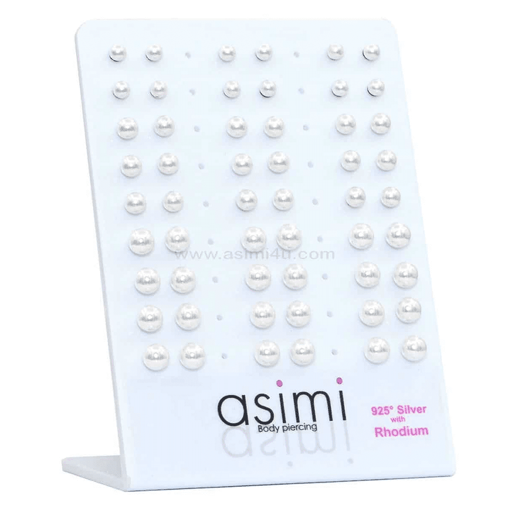 AsimiΑσημενια Επιροδιωμενα Σκουλαρικια Με Περλα 4-5-6Μμpapell.gr