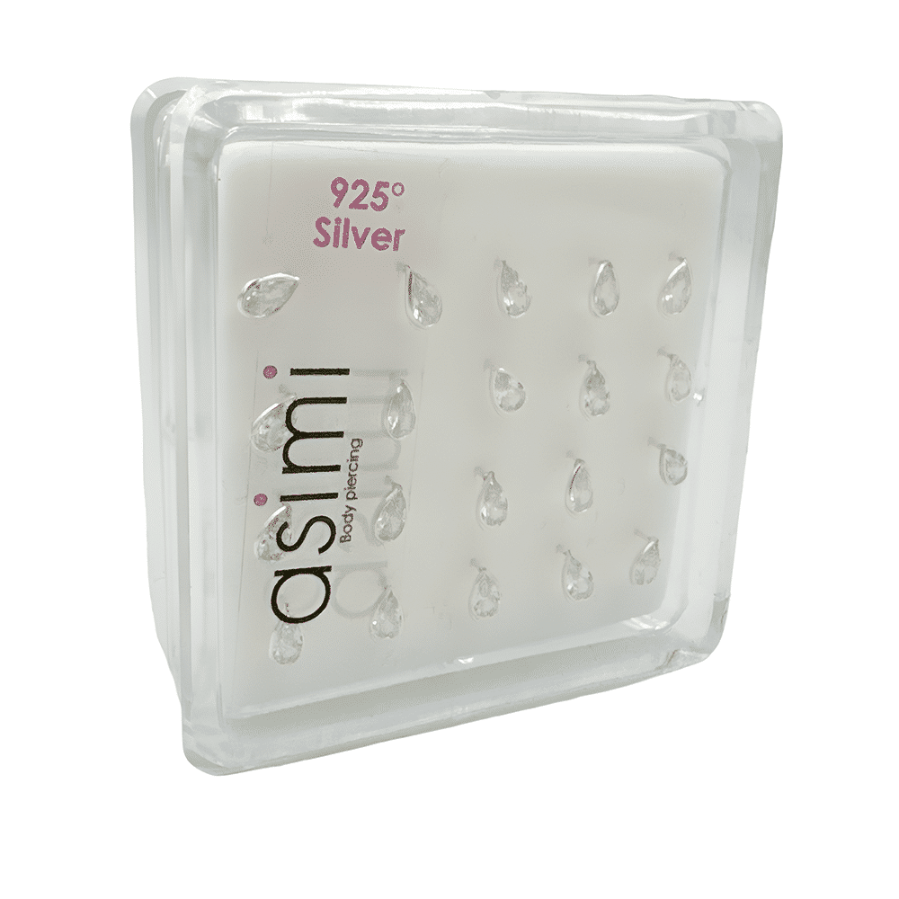 AsimiΑσημενιο Σκουλαρικι Μυτης Δακρυ Ζιργκονpapell.gr