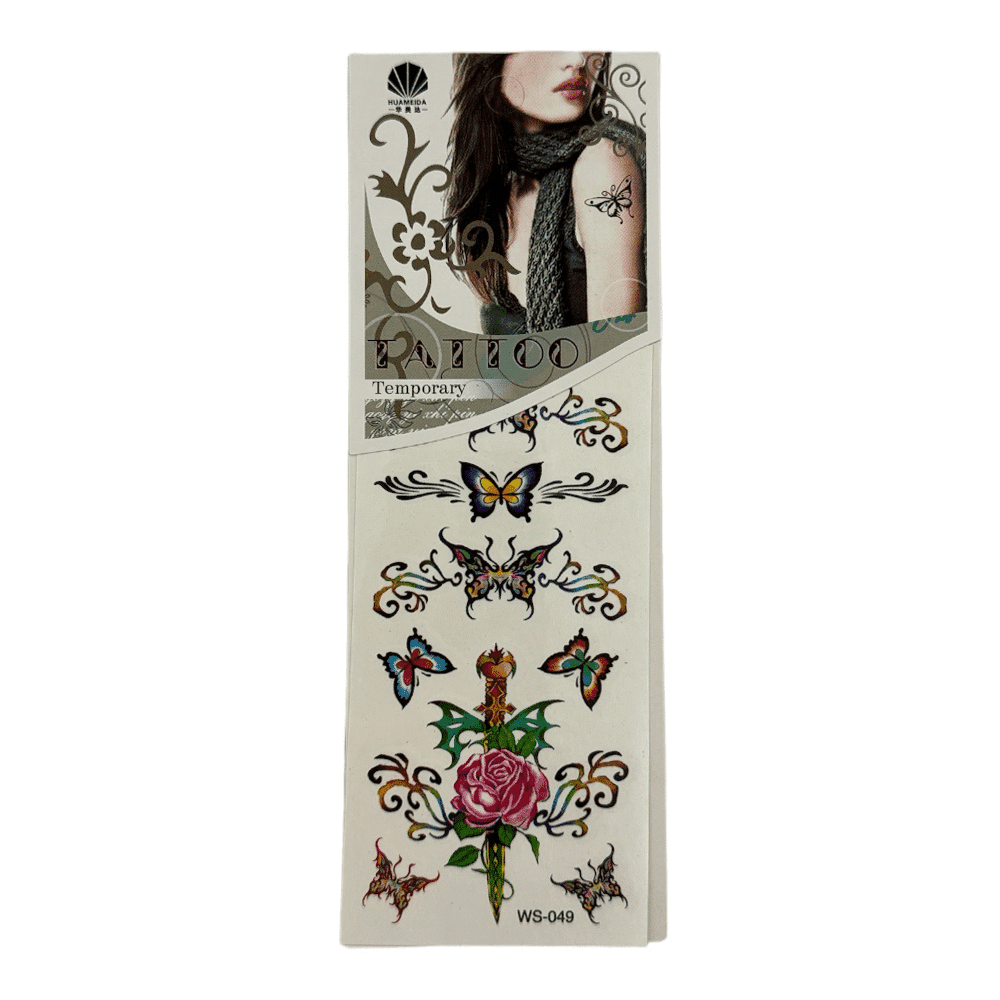 Αυτοκολλητα Tattoo Πολυχρωμες Πεταλουδες &Amp; Λουλουδια Με Σχεδια