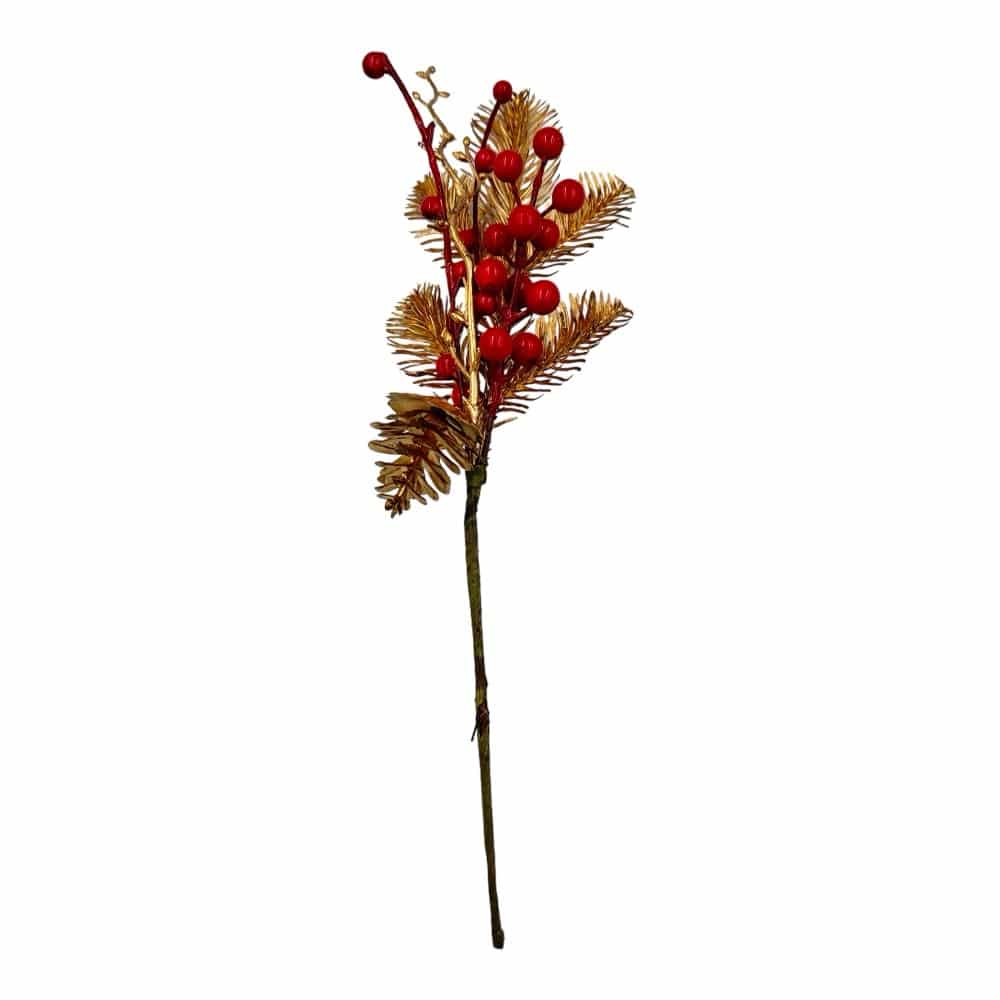 Κλαδι Γκι Χρυσο Με Berries Και Κουκουναρι 38 Ek