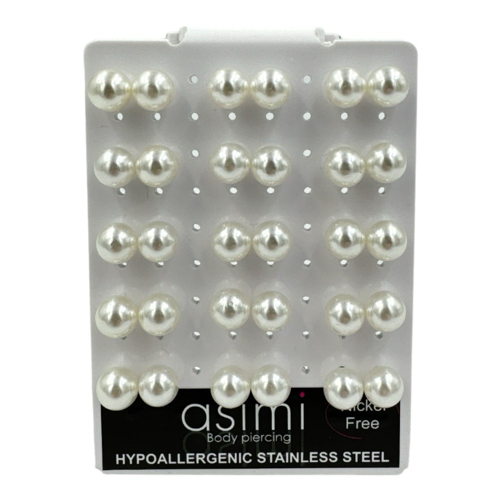 Ατσαλινα Σκουλαρικια Περλες 10Μμ