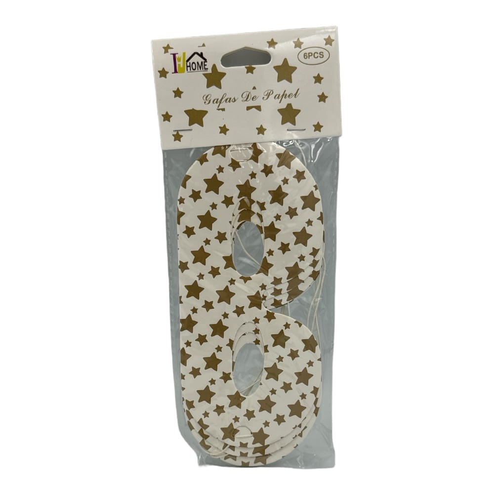 Χαρτινες Μασκες Με Χρυσα Αστερακια 6Τμχ