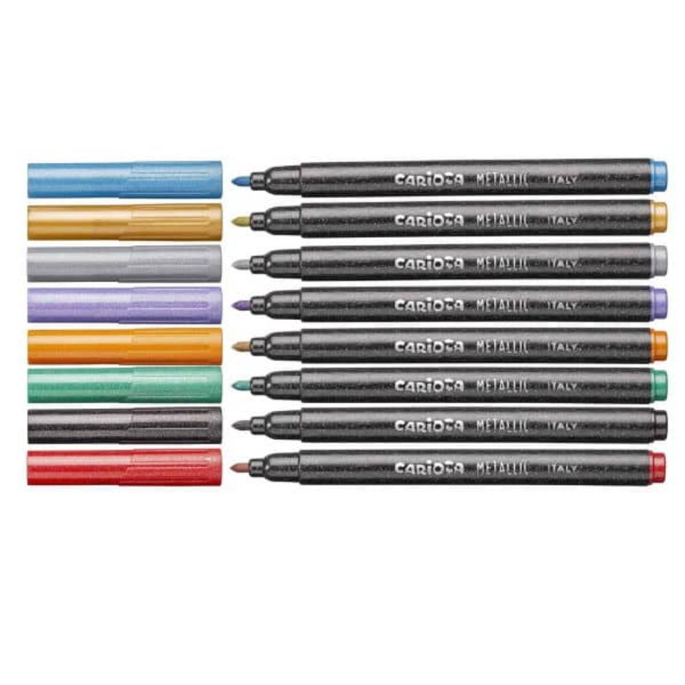 Carioca Metallic Fine Tip Markers 8Pcs