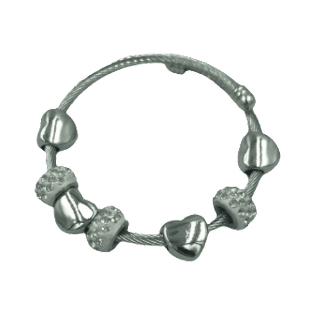 Βραχιολάκι Stainless Steel Με Χάντρες Και Καρδιές Φ8 Εκ