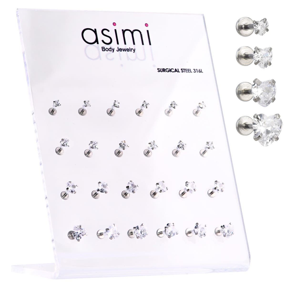 Σκουλαρικι Heart Tragus With Zircon 3-4-5-6Mm Surgical Steel 316L