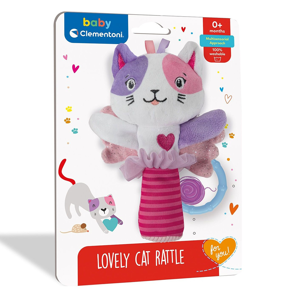 Baby Clementoni For You Βρεφικό Παιχνίδι Κουδουνίστρα Μαλακή Γατούλα Για 0+ Μηνών