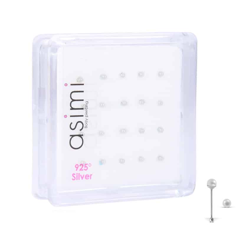 AsimiΑσημενιο Σκουλαρικι Μυτης Περλα 2Μμpapell.gr