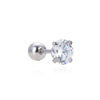 Surgical Steel 316Ltragus With Clear Zircon 3-4-5-6 Mm