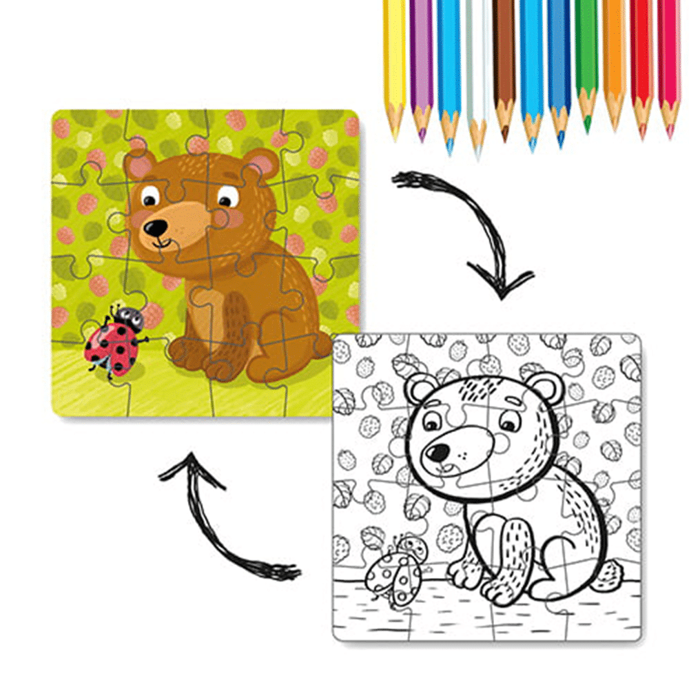 Dodo Coloring Puzzle Little Bear – 2 Σε 1 Παζλ/Ζωγραφια Αρκουδακι 16Pcs