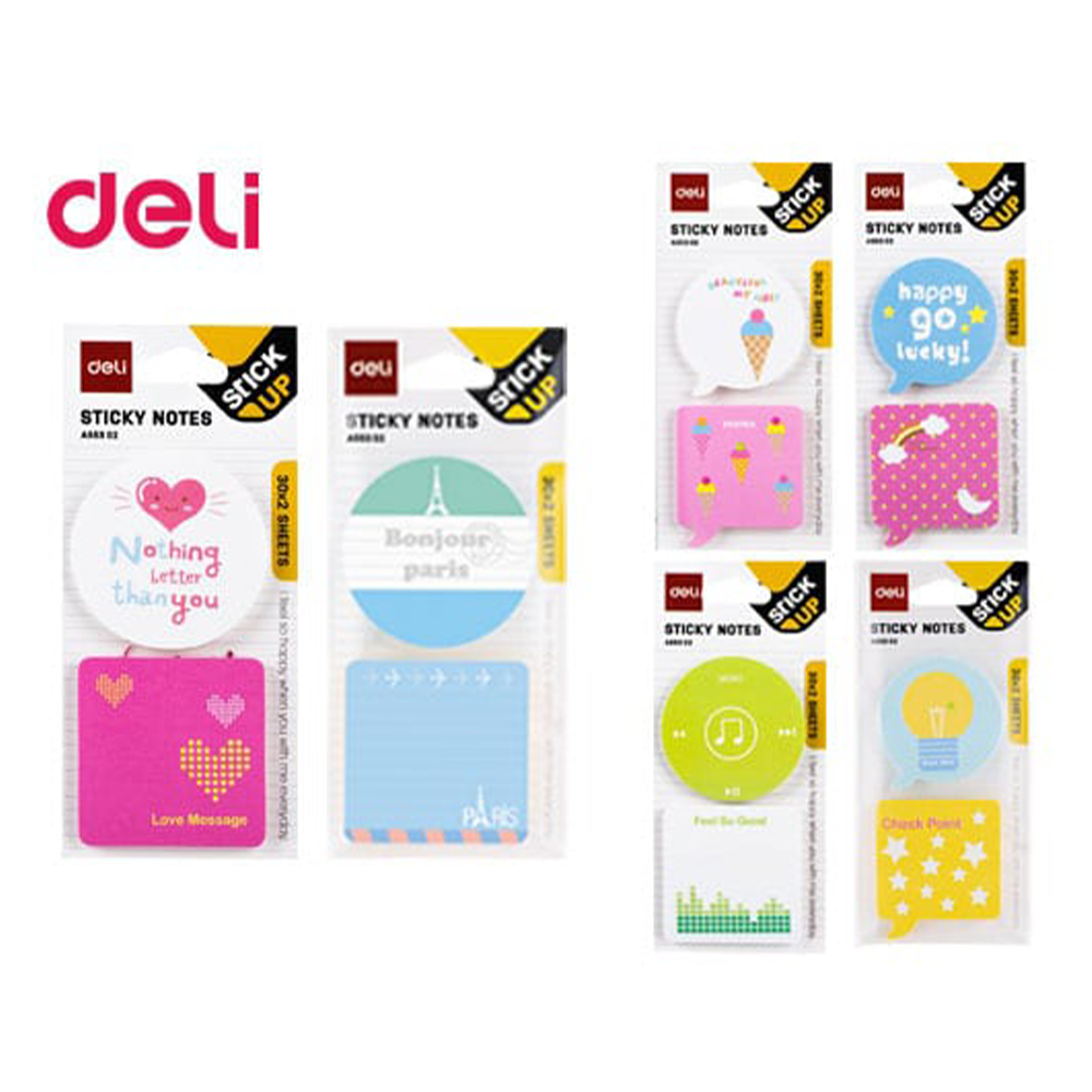 DELIDeli Χαρτιά Σημειώσεων Αυτοκόλλητα Blister 2X30 Φύλλα 51X51 mm Stick Up Νέονpapell.gr