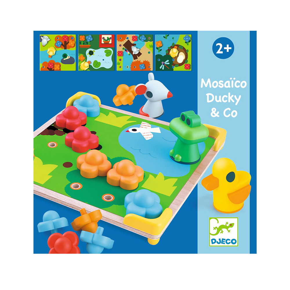 Djeco Σύνθεση εικόνας - μωσαϊκό με καβίλιες Παπάκι και ζωάκια
