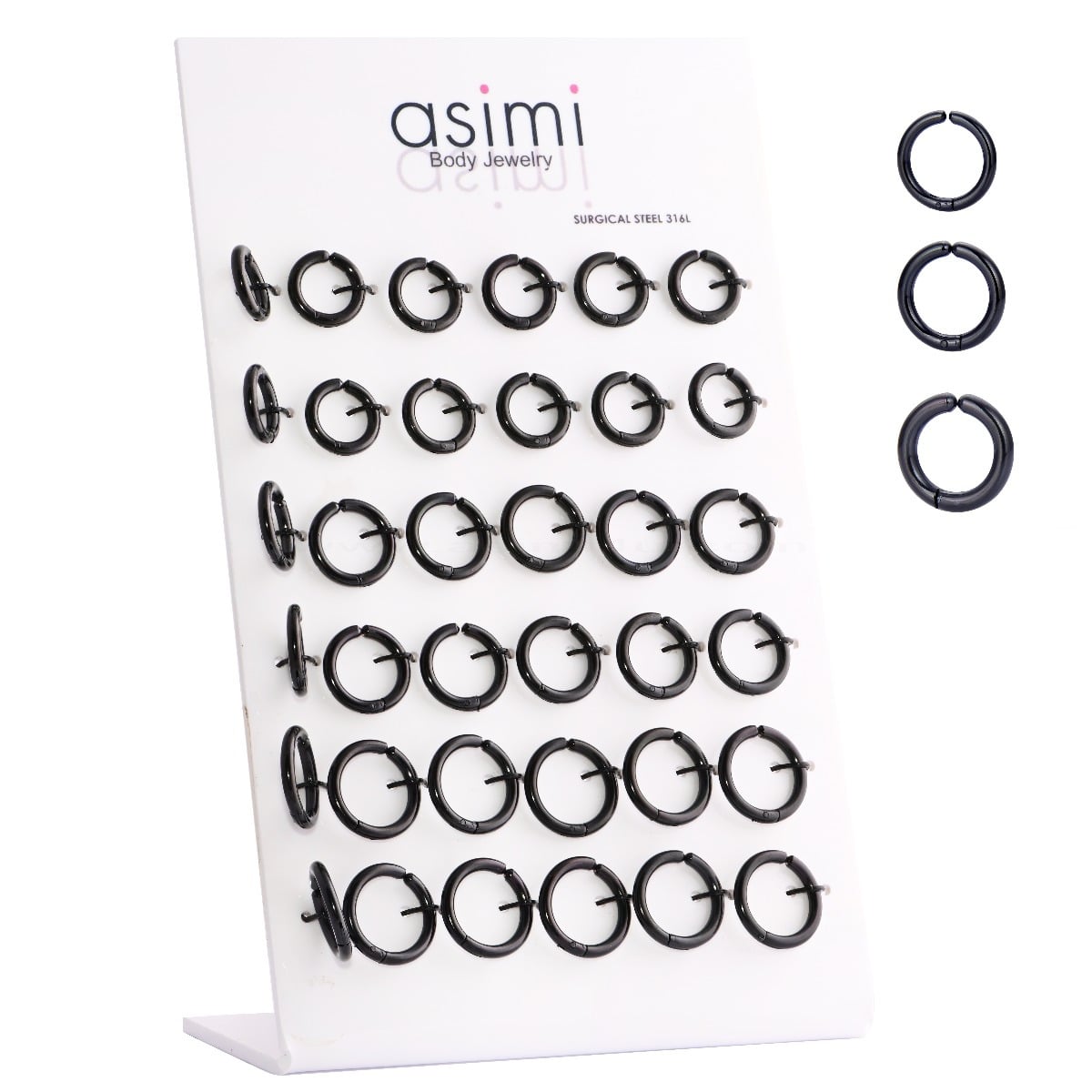 Σκουλαρικι Abrbell Surgical Steel Black Fake Hoop 2.5 X10-12-14Mm