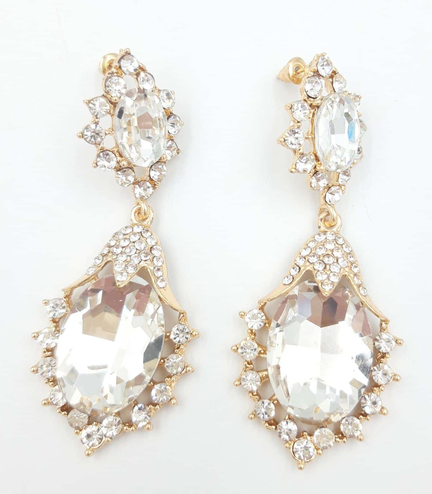 Σκουλαρικια Κρεμαστα Με Διπλο Πετραδι 7Cm