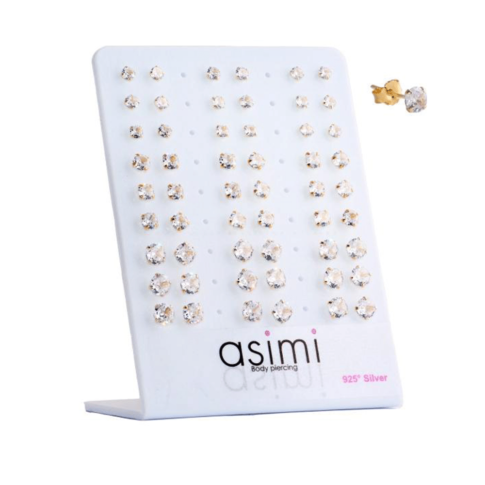 Ασημενια Σκουλαρικια Επιχρυσα Με Ζιρκον 4-5-6Μμ