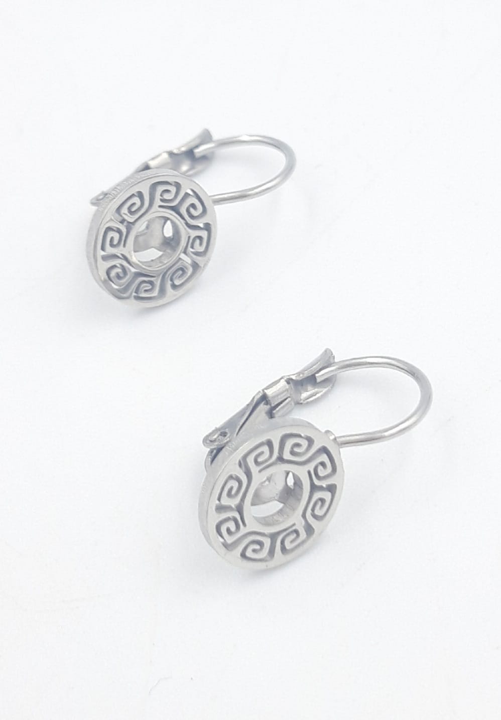 Σκουλαρικια Stainless Steel Κρεμαστα Κυκλος Με Μαιανδρο