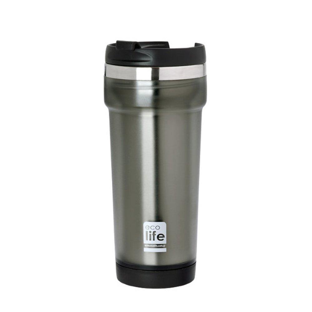 Ecolife Coffee Thermos Grey Plastic Outside 420 ml
