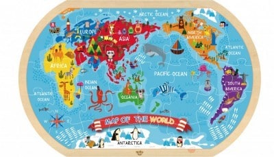 Ξυλινο Παζλ Παγκοσμιος Χαρτης