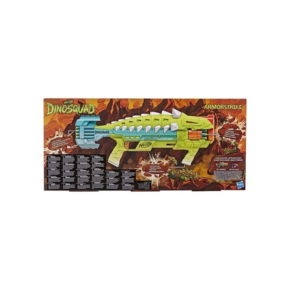 Hasbro Nerf Dinosquad Armostrike Dart Blaster,8-Dart Rotating Drum ,Drop Grip,16 Elite Darts,Anklyosaurus