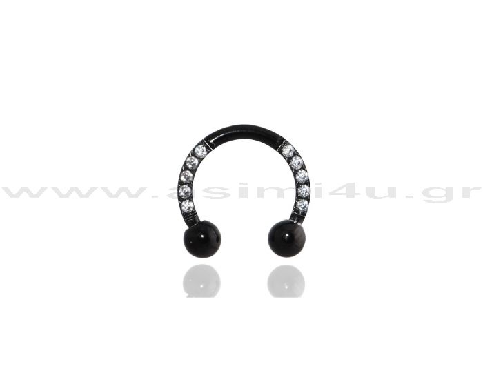 Black Circular Barbell Με Ζιργκον 1.2Χ8Mm
