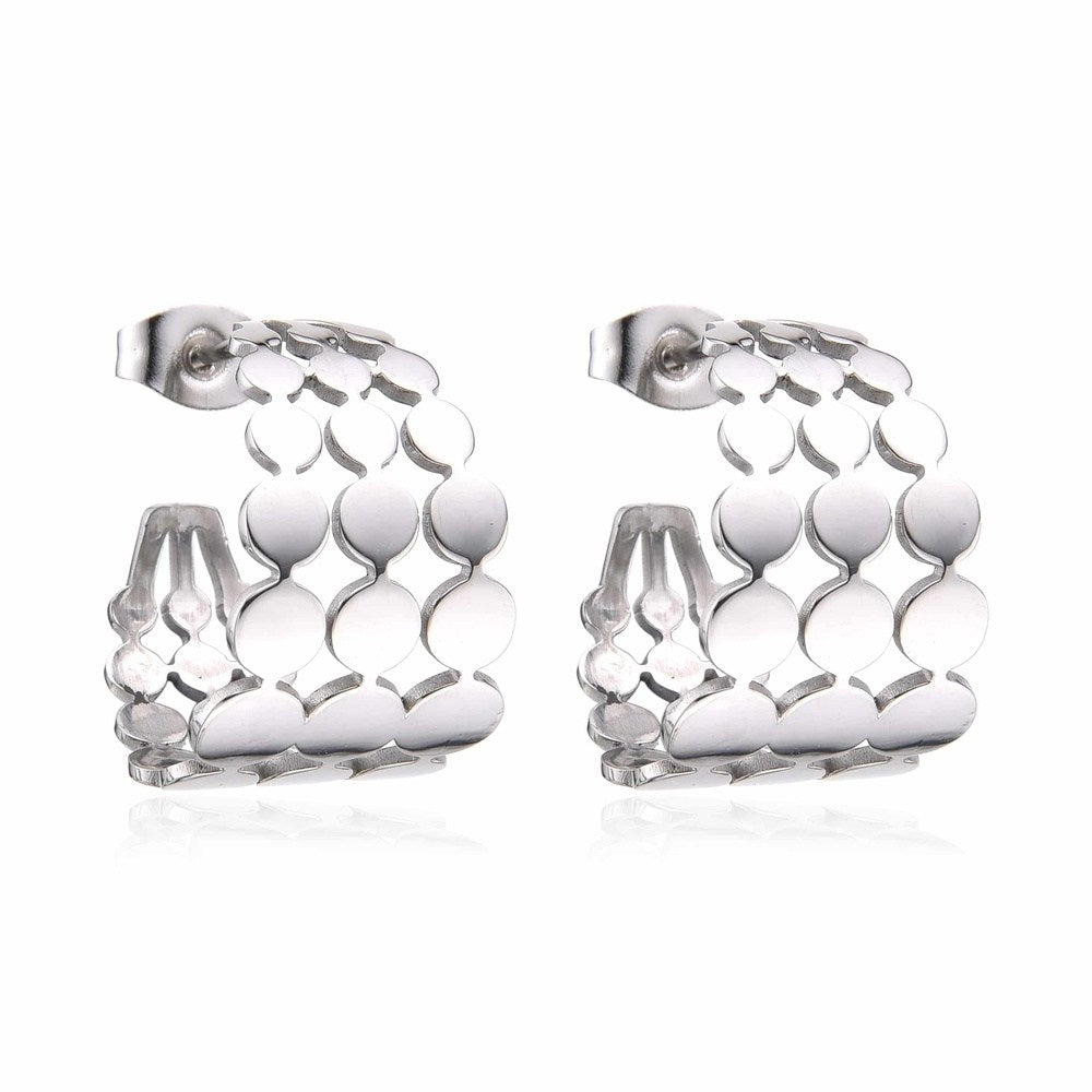 Surgical Steel Σκουλαρικια Κυκλοι Ασημι