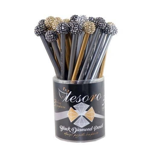 Μολυβι Μαυρο Ξυλο 3Χρ Μεταλλικα Διαμαντακι Tesoro