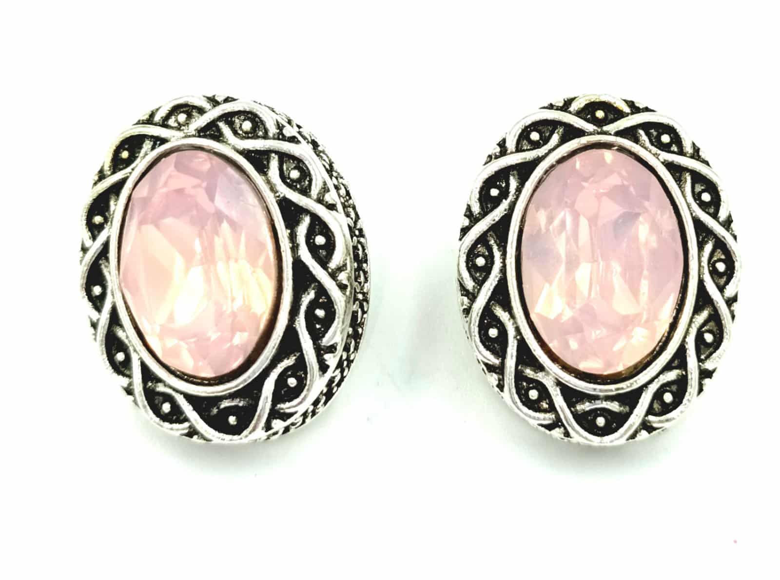 Σκουλαρικια Οβαλ Με Χρωματιστο Μεγαλο Πετραδι