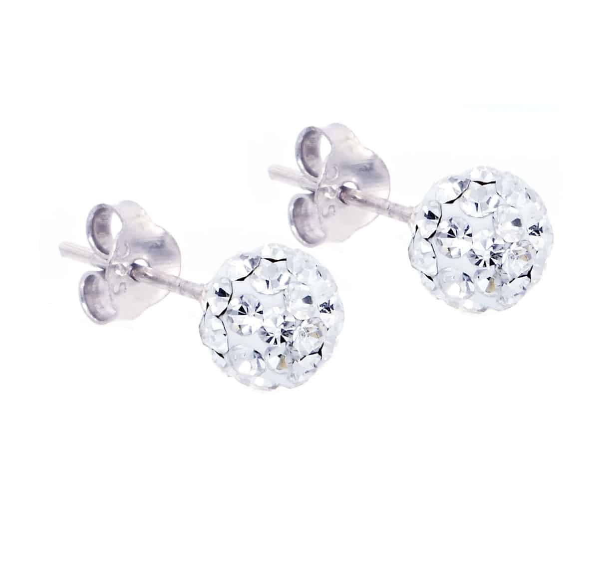 Ασημενια Σκουλαρικια Επιπλατινωμενα Disco Ball Ασημι 6-8Mm