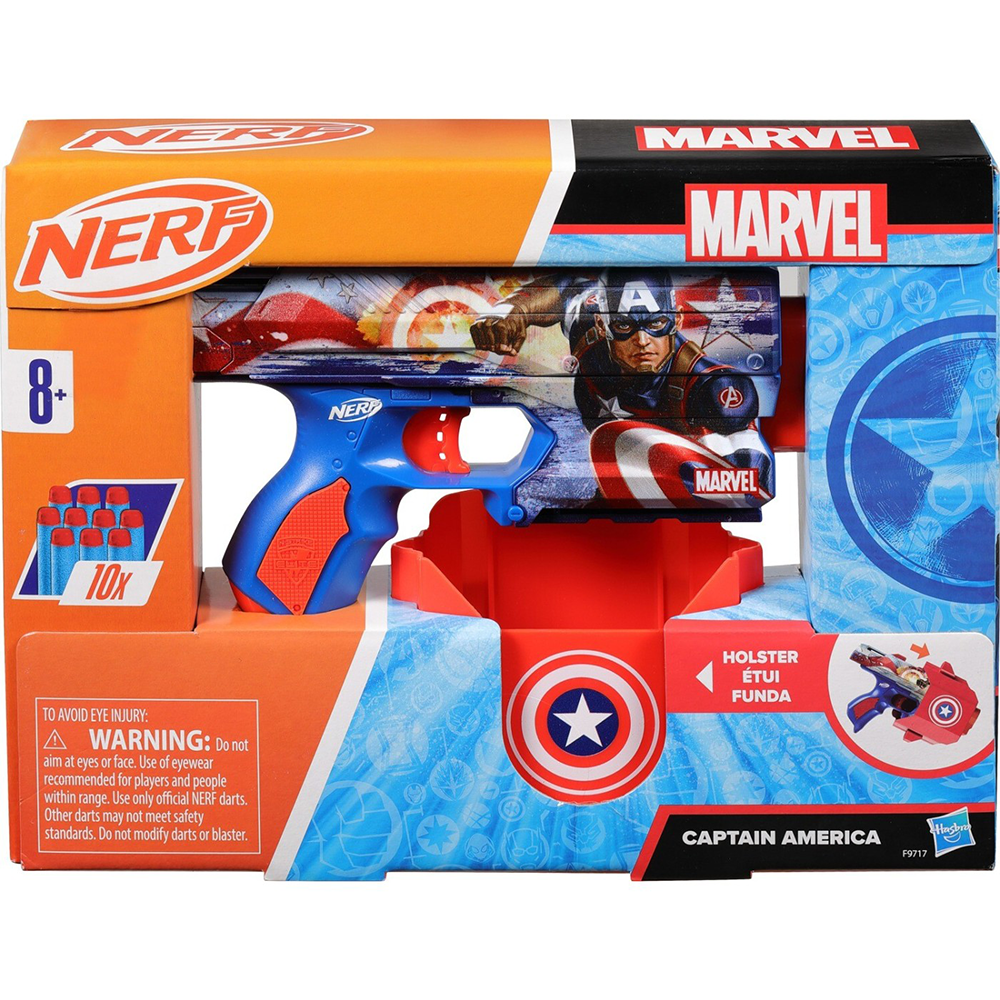 Hasbro Nerf Marvel Captain America Dart Blaster, 10 Elite Darts