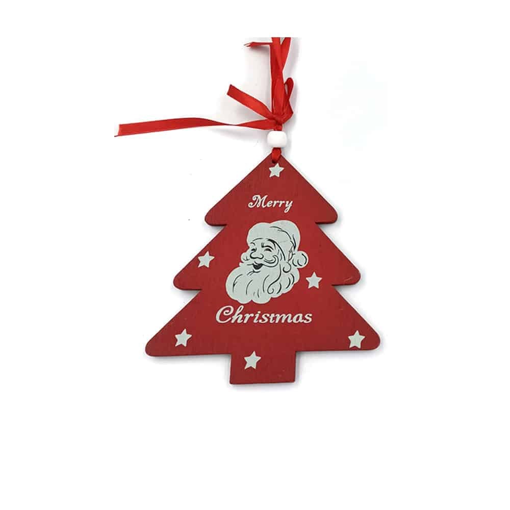 Ξυλινο Κρεμαστο Στολιδι Κοκκινο Δεντρο/ Καρδια 12 Εκ