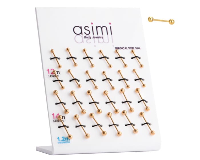 Σκουλαρικι Gold Plated Micro Barbell Surgical Steel 316L 1.2Mm