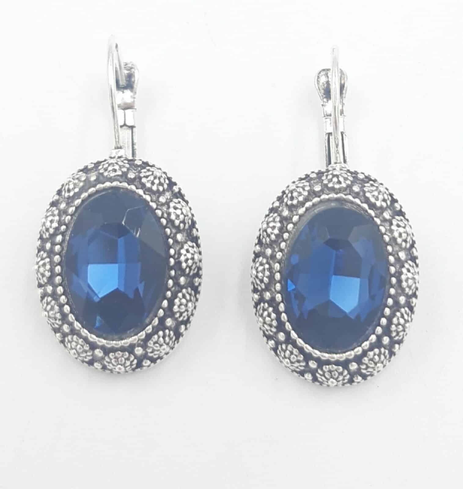 Σκουλαρικια Κρεμαστα Με Πετραδι Οβαλ