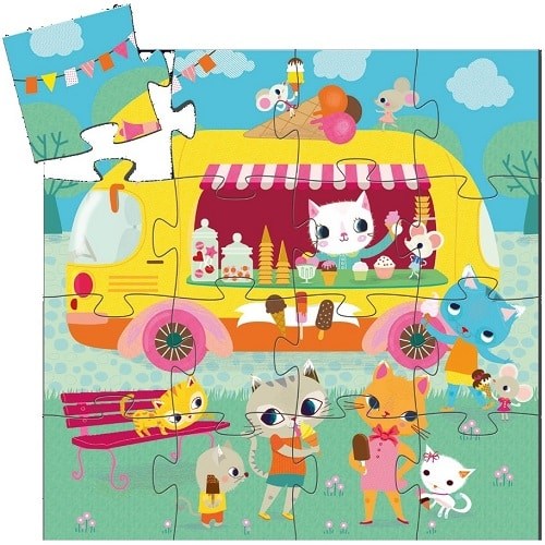 Djeco Puzzle Σε Σχηματικο Κουτι Μινι 'Παγωτατζιδικο' 16Pcs
