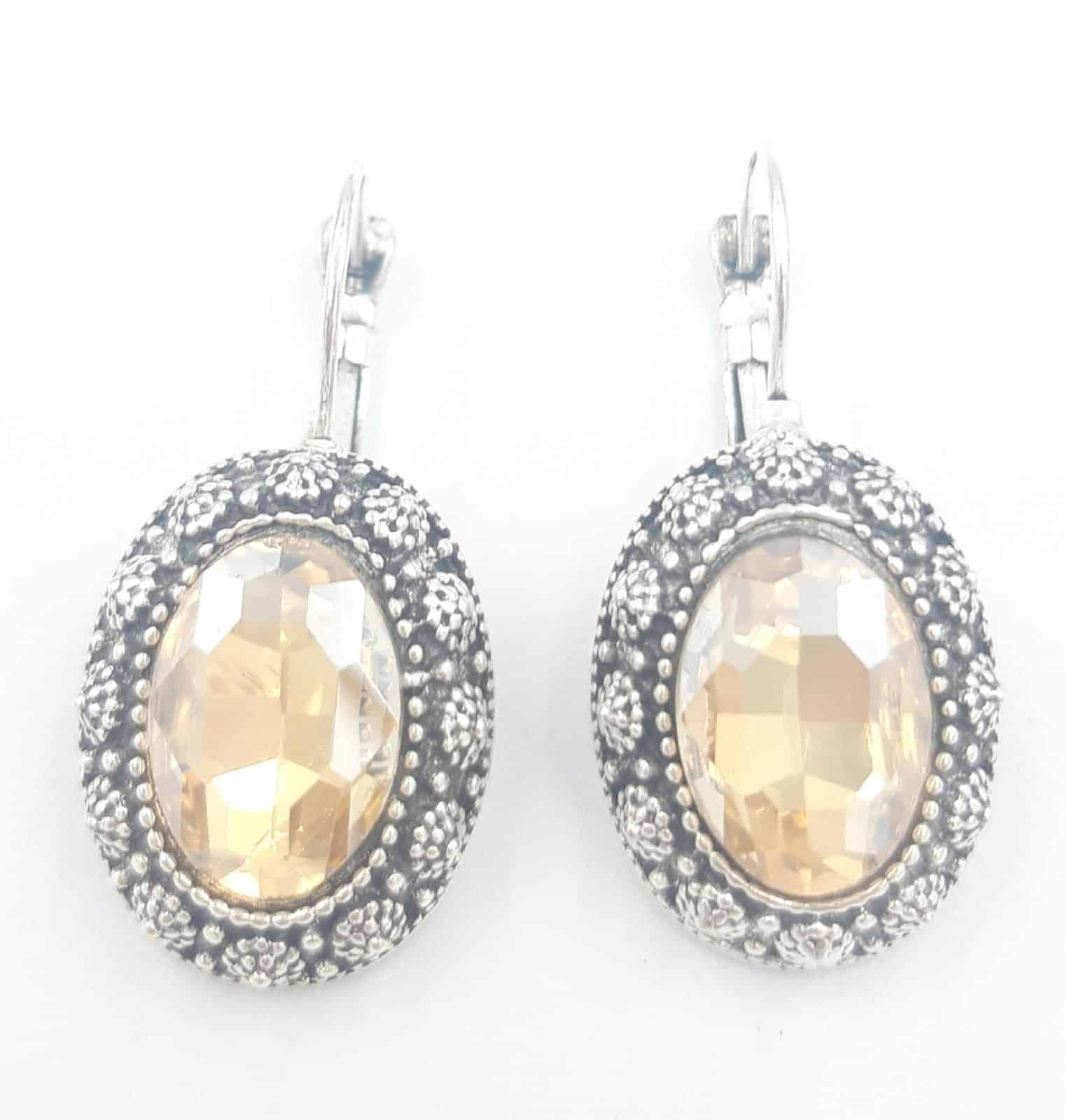 Σκουλαρικια Κρεμαστα Με Πετραδι Οβαλ