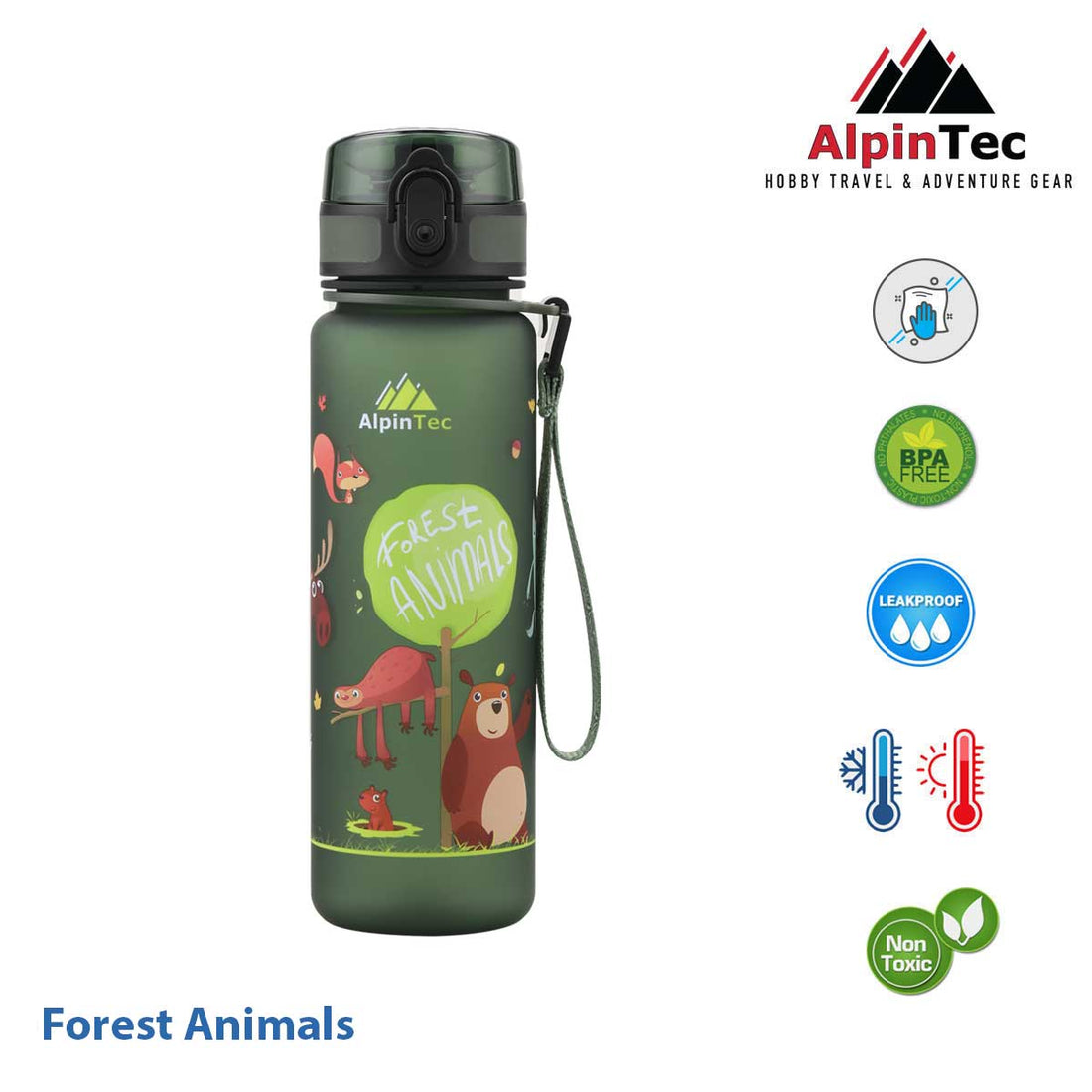 Alpintec Παγουρι Kids 500Ml Dark Green Forest Animals