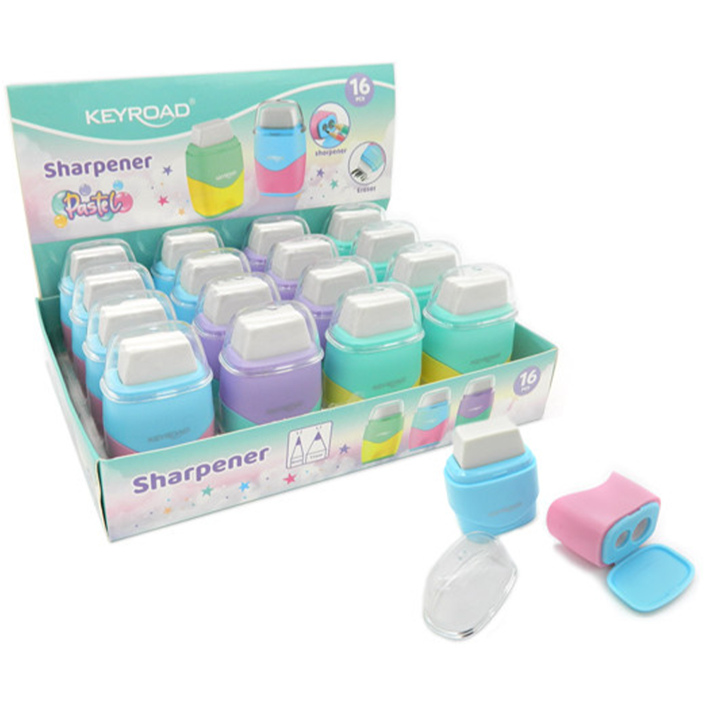 KeyroadKeyroad Ξύστρα - Γόμα Διπλή Soft Rubber Pastel Χρώματα 1 Τμχpapell.gr