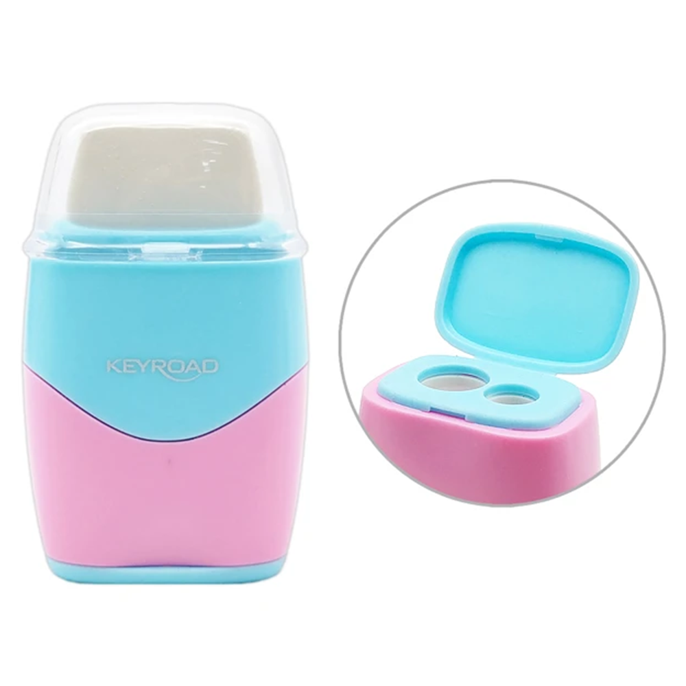KeyroadKeyroad Ξύστρα - Γόμα Διπλή Soft Rubber Pastel Χρώματα 1 Τμχpapell.gr