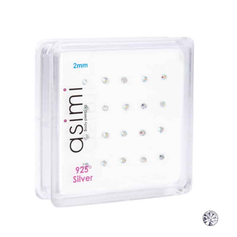 AsimiΑσημενιο Σκουλαρικι 2Μμ Κολλητο Λευκη Ιριδαpapell.gr