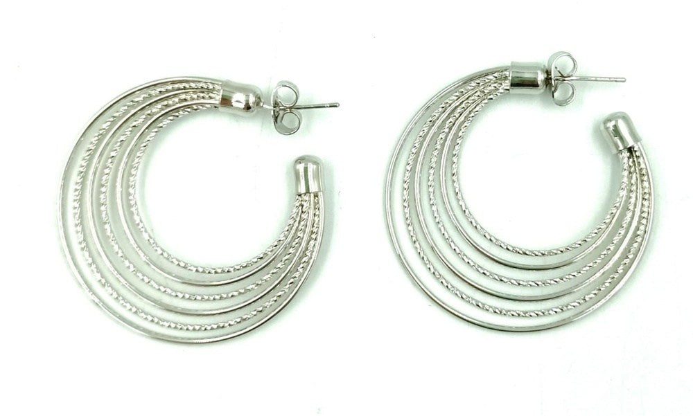 Asimi Σκουλαρικια Πολλαπλοι Κρικοι Stainless Steel Φ4Cm