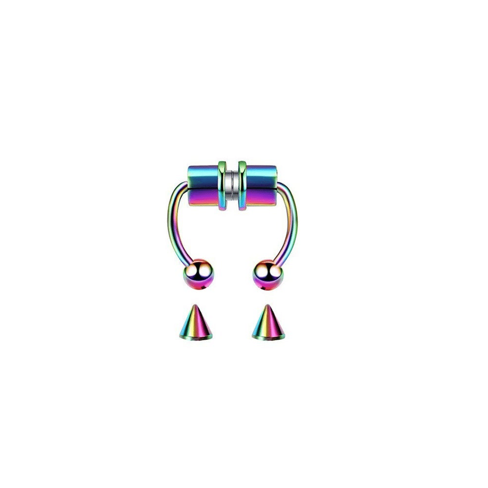AsimiRainbow Magnetic Septum Nose Ring Surgical Steelpapell.gr