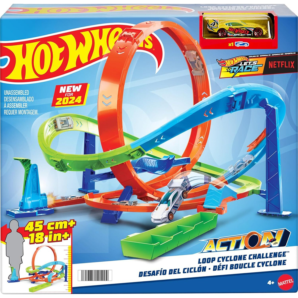 Mattel Hot Wheels Πίστα Σούπερ Extreme Λουπ, Action Loop Cyclone Challenge Track Set