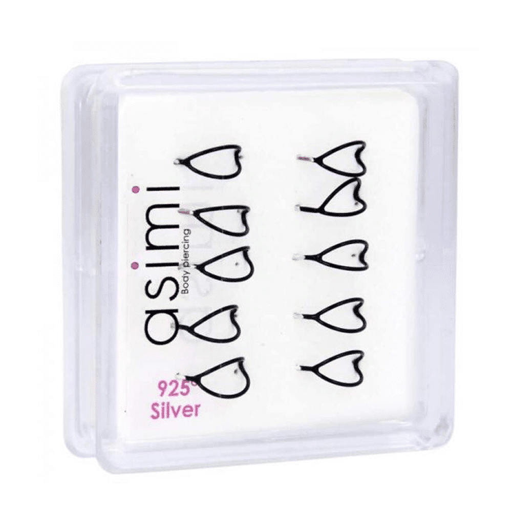 Ασημενιο Σκουλαρικι Μυτης Διπλος Κρικος Μαυρος