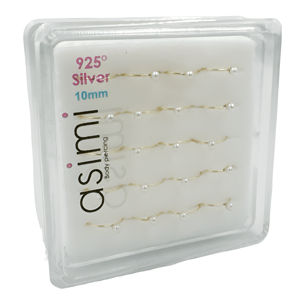 AsimiΑσημενιο Επιχρυσο Κρικακι Μυτης Με Περλα 10Mmpapell.gr