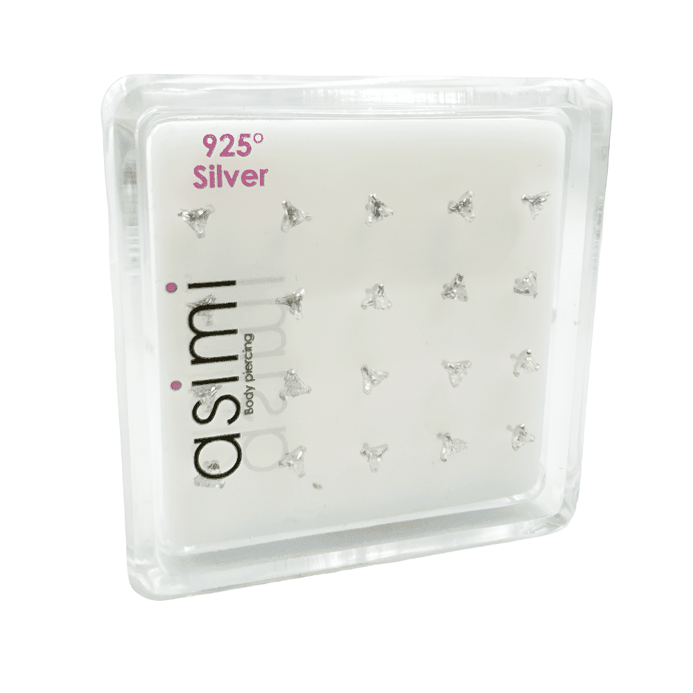 AsimiΑσημενιο Σκουλαρικι Μυτης Τριγωνο Ζιργκονpapell.gr